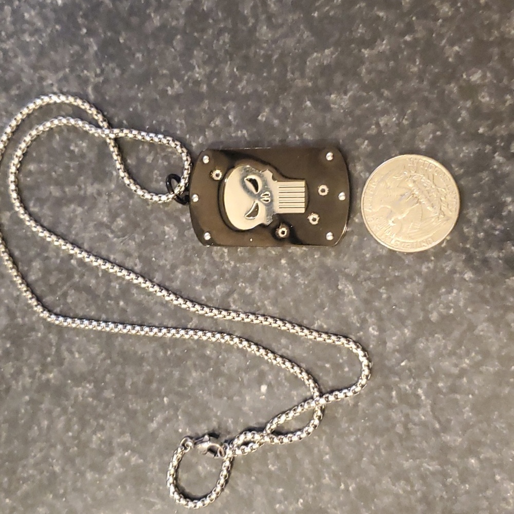 The Punisher Stainless Steel Dog Tag Necklace - Picture 3 of 4